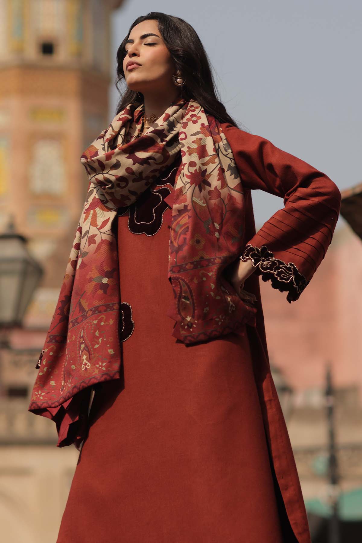 Charizma Signature Leather Peach/Woolen Shawl/CSL6-06