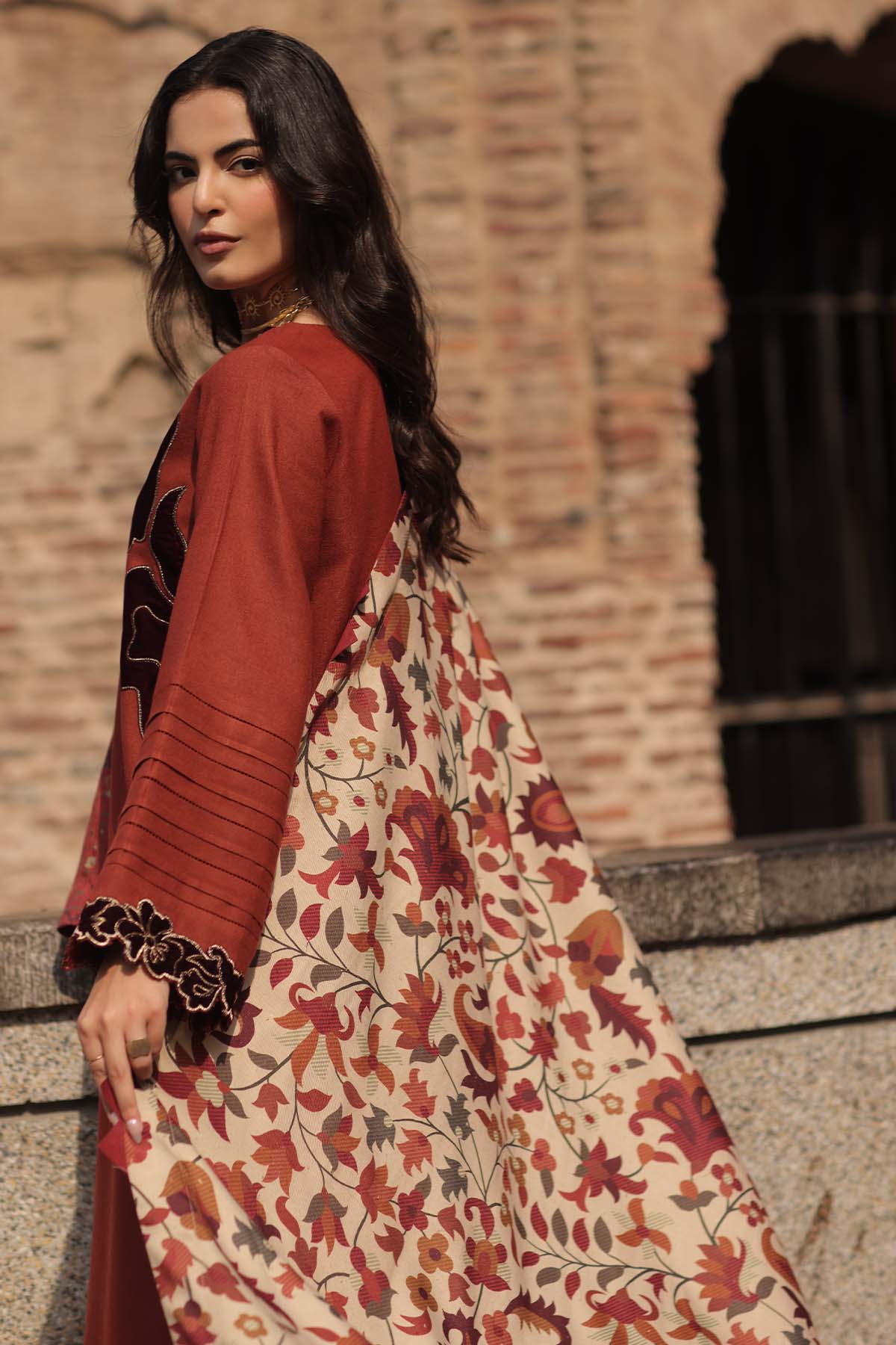 Charizma Signature Leather Peach/Woolen Shawl/CSL6-06