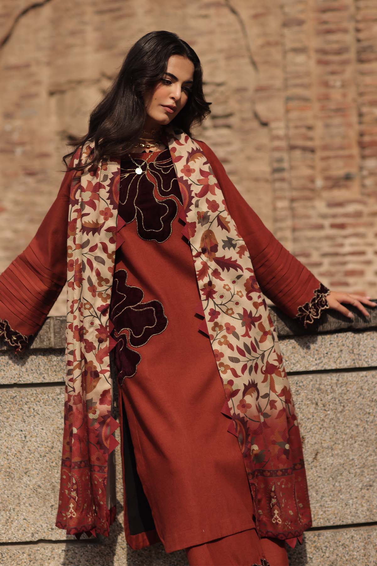 Charizma Signature Leather Peach/Woolen Shawl/CSL6-06