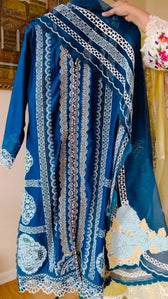 Stitched Look of Unstitched Crimson Luxury Lawn/Vol 2/Medley of Lace - D7 A/Size - S M L XL