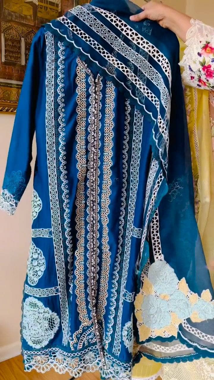 Stitched Look of Unstitched Crimson Luxury Lawn/Vol 2/Medley of Lace - D7 A/Size - S M L XL