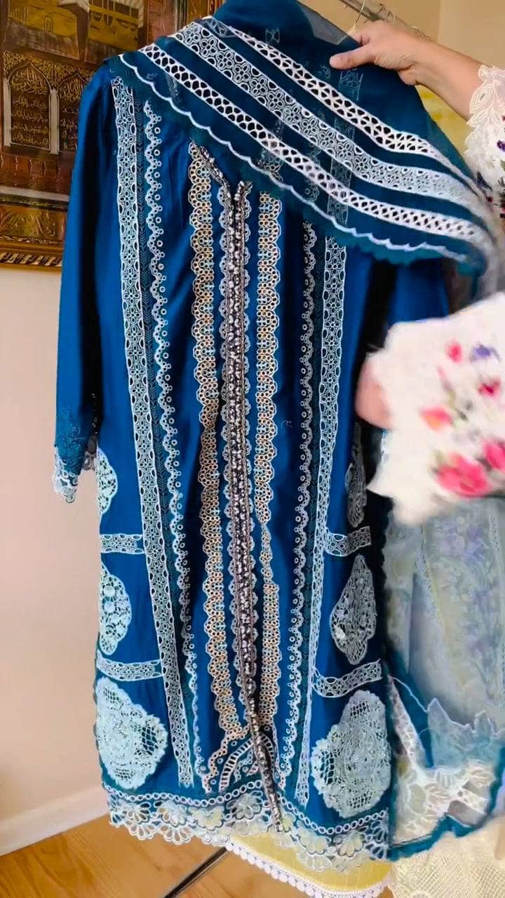 Stitched Look of Unstitched Crimson Luxury Lawn/Vol 2/Medley of Lace - D7 A/Size - S M L XL