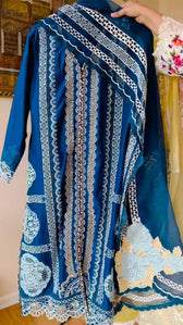 Stitched Look of Unstitched Crimson Luxury Lawn/Vol 2/Medley of Lace - D7 A/Size - S M L XL