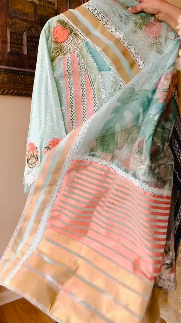 Stitched Look of Unstitched Crimson Luxury Lawn/Vol 2/Shigar - D5 B/Size- S M L XL