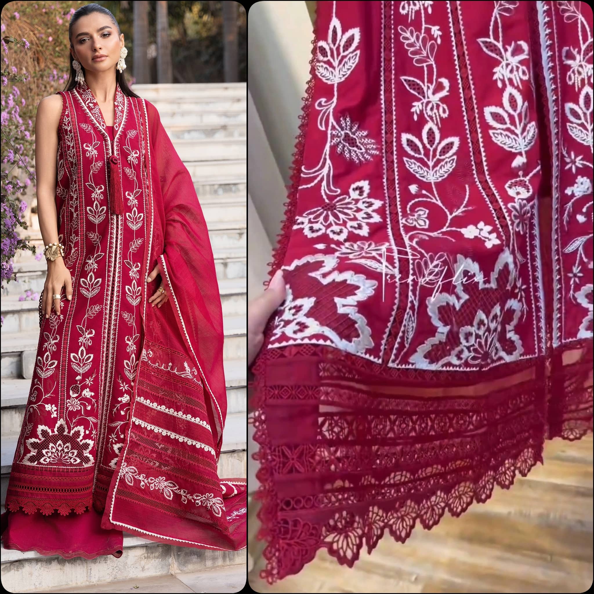 Stitched Look of Unstitched Flow by Crimson 26/A HANDMADE TALE-D5A/Crimson