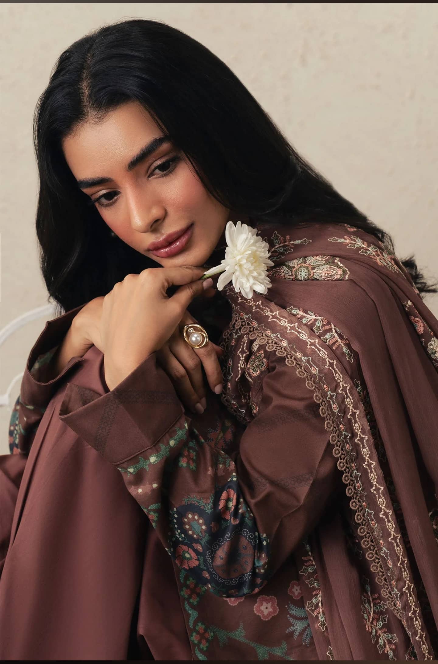 Cross Stitch Monsoon Edit 26/BRUNETTE GLAM/Embroideried Dupatta