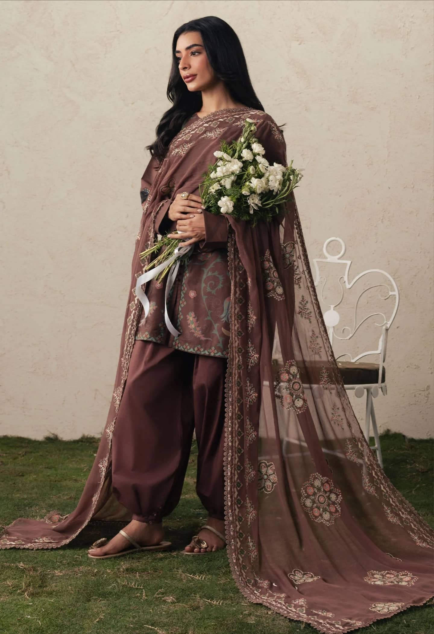 Cross Stitch Monsoon Edit 26/BRUNETTE GLAM/Embroideried Dupatta