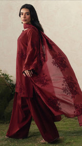 Cross Stitch Monsoon Edit 26/Crimson Bloom/Embroideried Dupatta