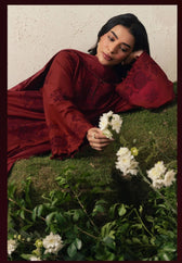 Cross Stitch Monsoon Edit 26/Crimson Bloom/Embroideried Dupatta
