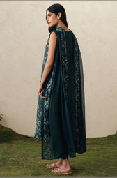 Cross Stitch Monsoon Edit 26/Emerald Teal/Chiffon Embroideried Dupatta