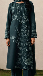 Cross Stitch Monsoon Edit 26/Emerald Teal/Chiffon Embroideried Dupatta