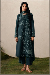 Cross Stitch Monsoon Edit 26/Emerald Teal/Chiffon Embroideried Dupatta