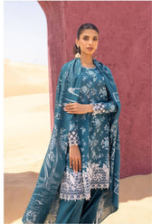 Cross Stitch Lawn Pakistani Suits Cross Stitch Lawn 24/Teal Serenity/Teal/Cotton Jacquard Dupatta