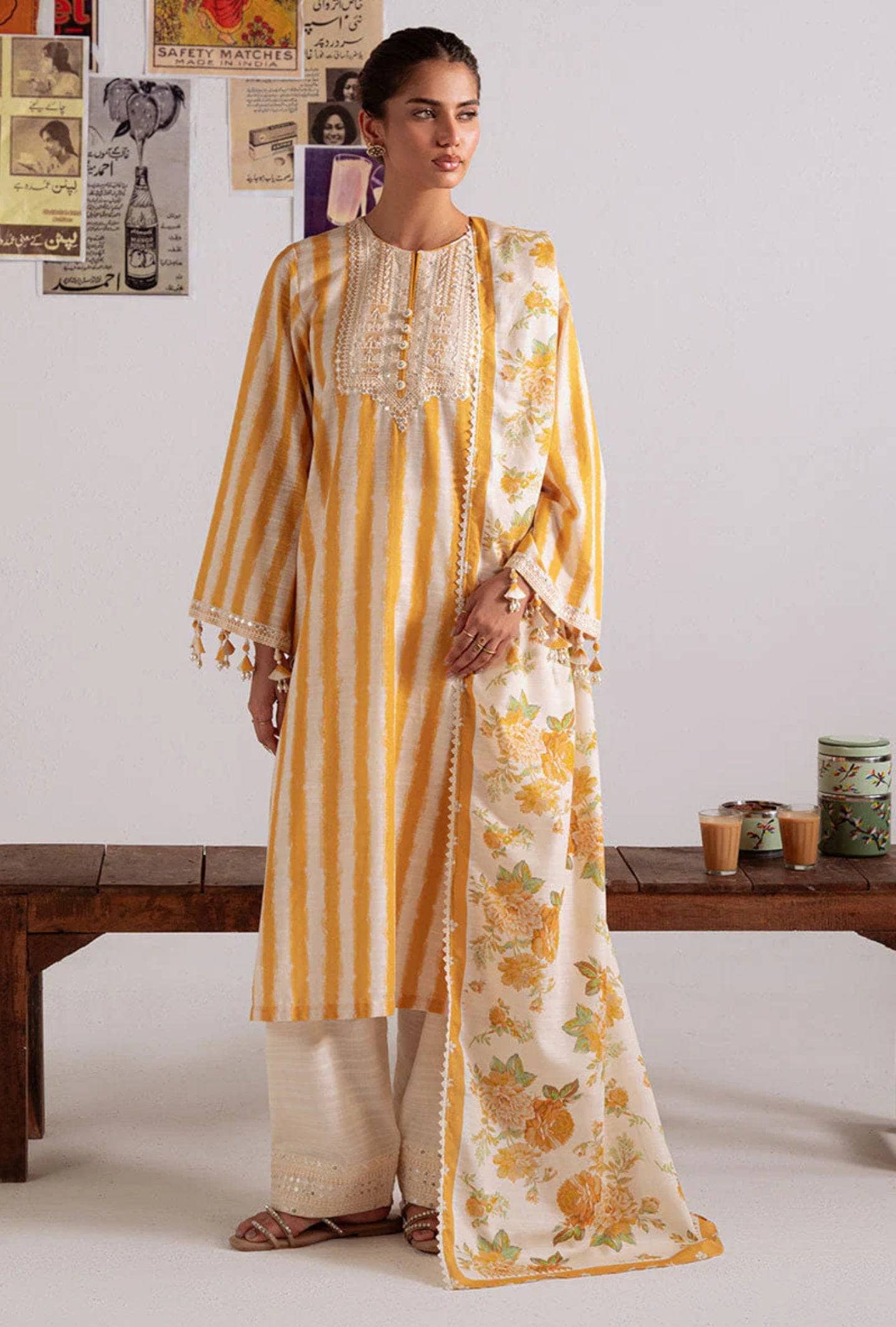 Cross Stitch Khaddar/OCHRE BLISS