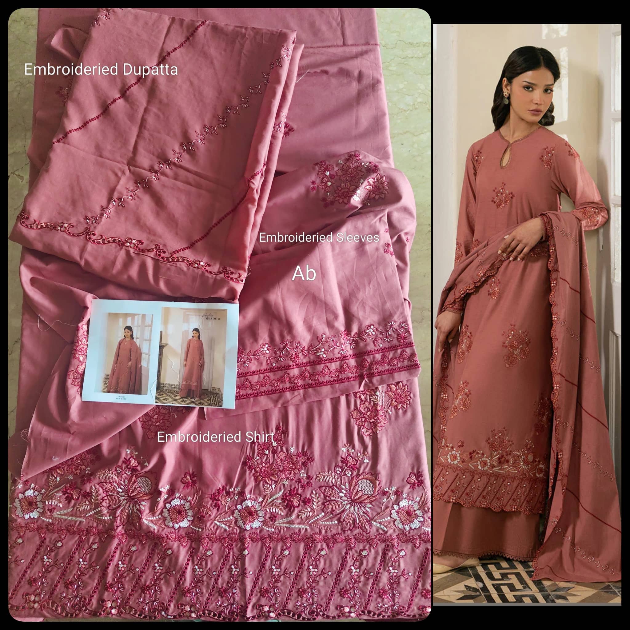Sale‼️Open Pic/Cross Stitch Mahiri 26/Rustic Meadow/Rust/Embroideried Dupatta