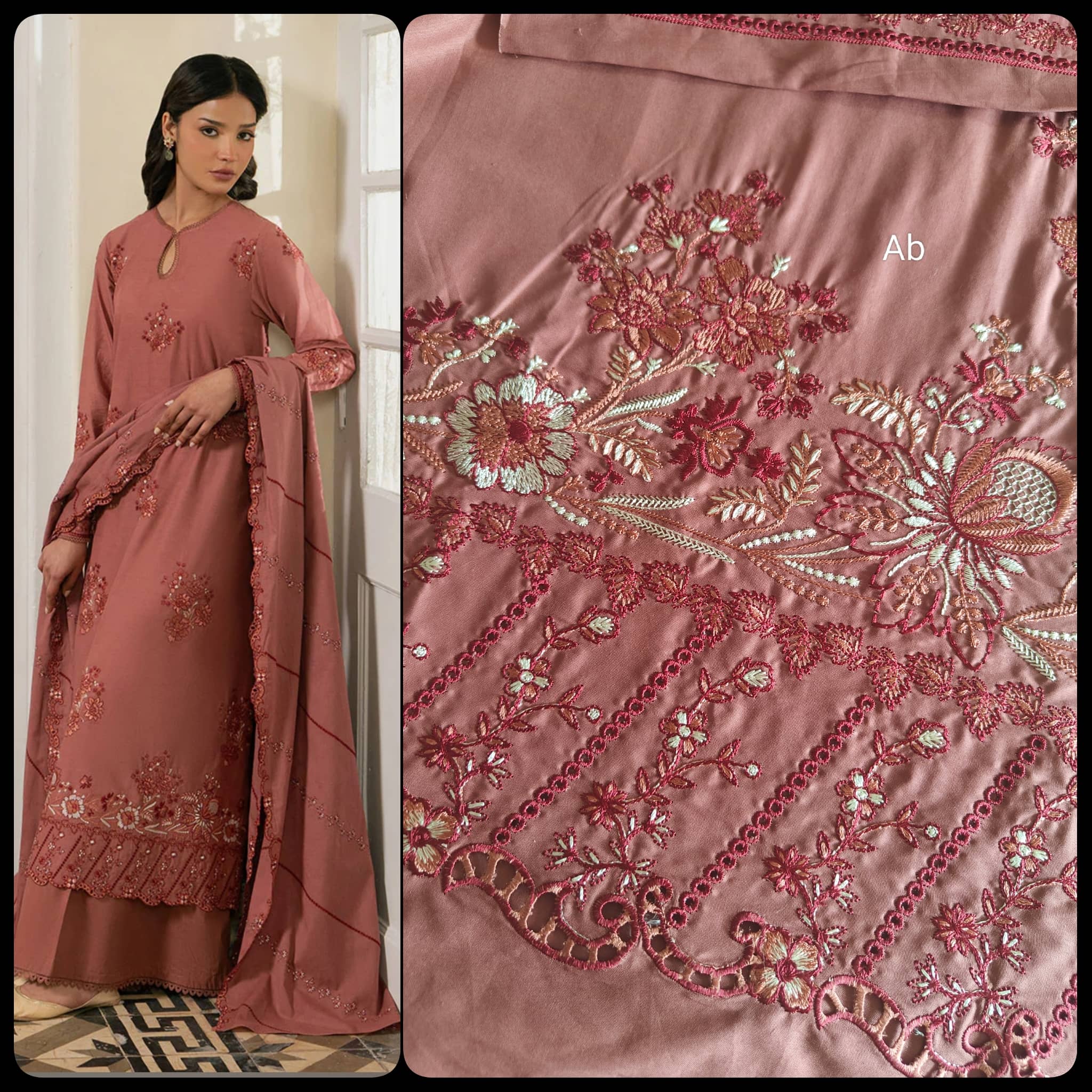 Sale‼️Open Pic/Cross Stitch Mahiri 26/Rustic Meadow/Rust/Embroideried Dupatta