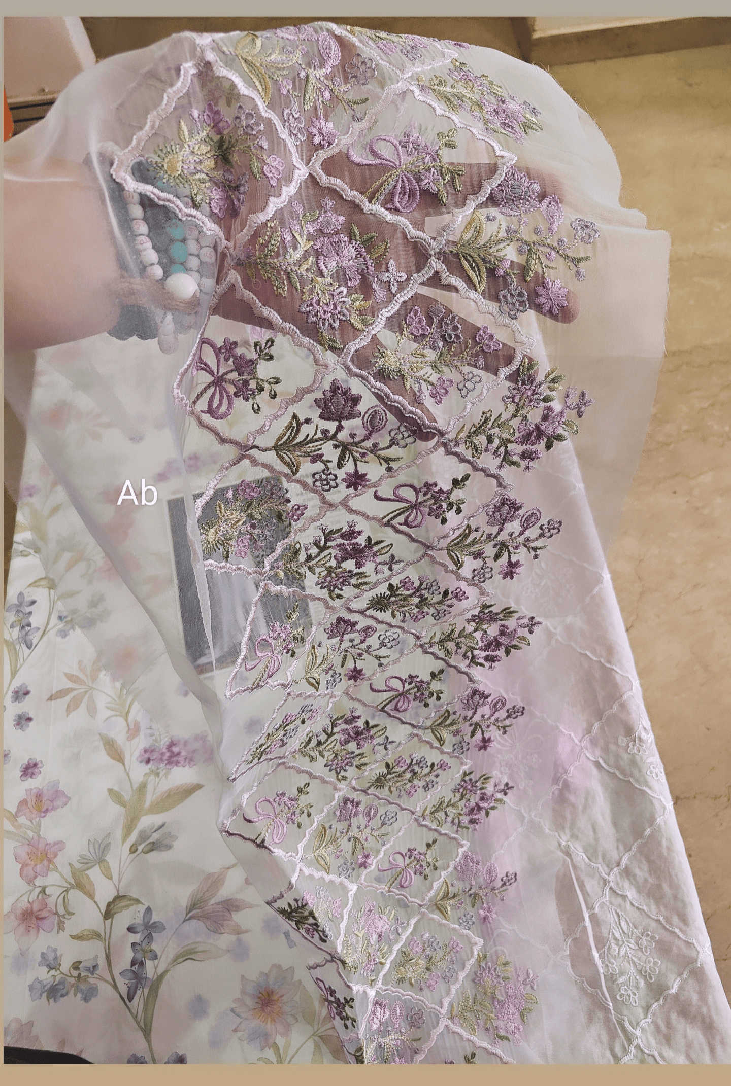 Sale‼️Open Pic/Cross Stitch Premium Lawn 26/Meadow Dream/White