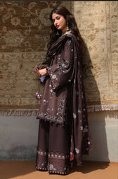 Cross Stitch Winter 26/DEEP WALNUT-3PC MARINA EMBROIDERED SUIT/Brown