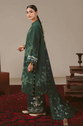 Cross Stitch Winter 26/MEADOW GREEN-3PC LINEN PRINTED SUIT/Green