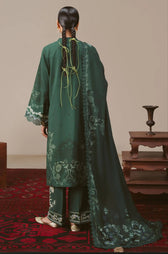 Cross Stitch Winter 26/MEADOW GREEN-3PC LINEN PRINTED SUIT/Green