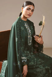 Cross Stitch Winter 26/MEADOW GREEN-3PC LINEN PRINTED SUIT/Green