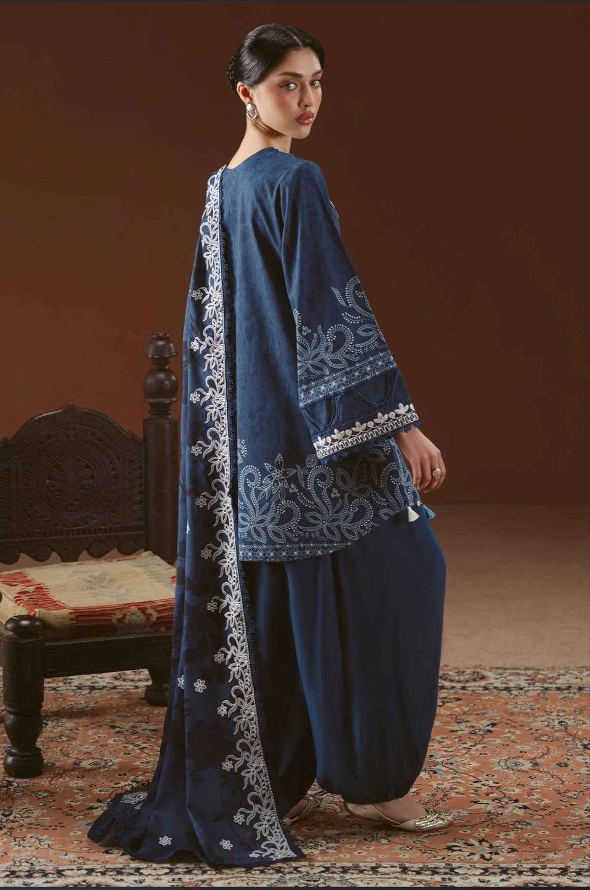 Cross Stitch Winter 26/MISTED TEAL-3PC LINEN PRINTED SUIT
