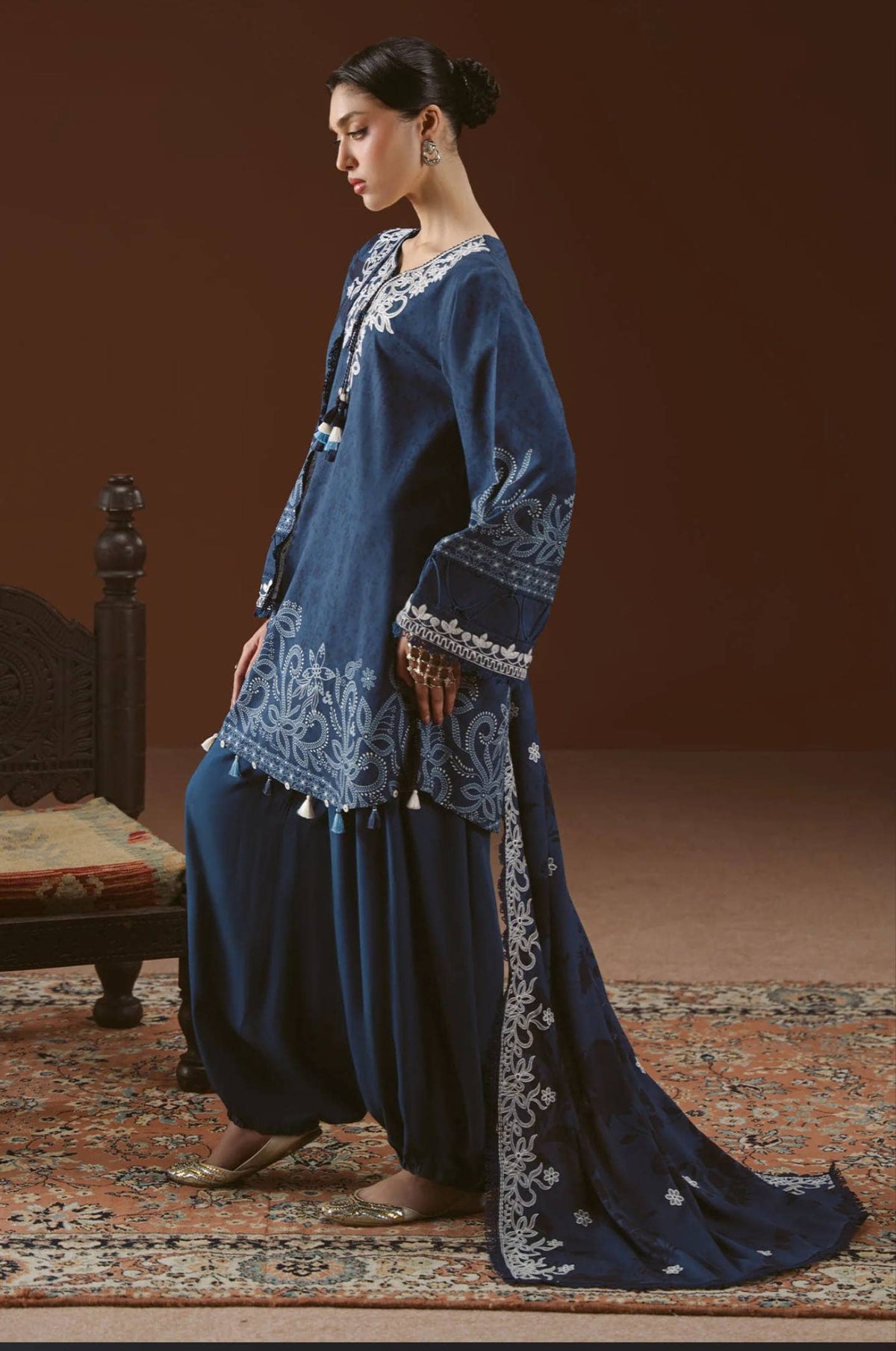 Cross Stitch Winter 26/MISTED TEAL-3PC LINEN PRINTED SUIT