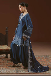Cross Stitch Winter 26/MISTED TEAL-3PC LINEN PRINTED SUIT