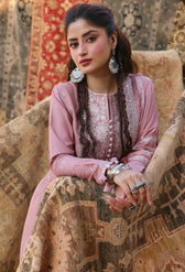 Hot 🔥 Seller/Cross Stitch Winter 26/ROSE MELODY-3PC LINEN SUIT/Pink