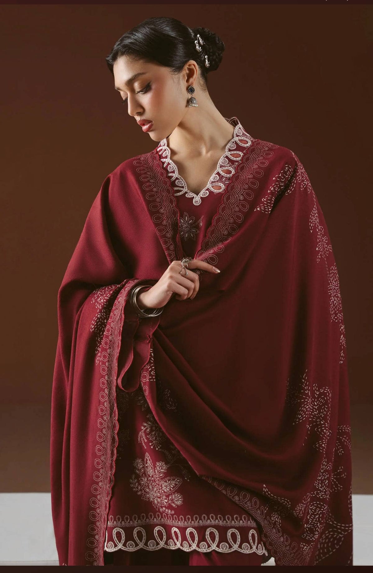 Cross Stitch Winter 26/SCARLET INK-3PC LINEN SUIT/Red