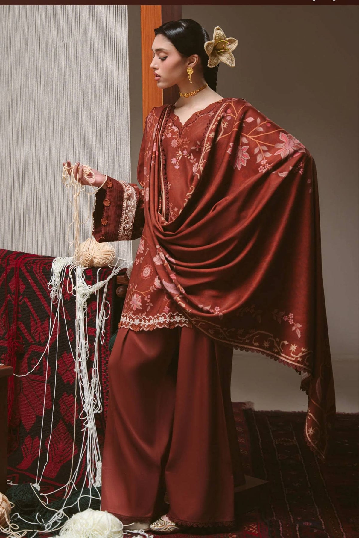Cross Stitch Winter 26/SEPIA GRACE- 3PC MARINA SUIT/Rust