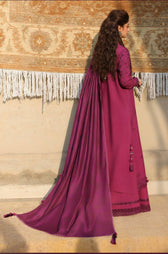 Cross Stitch Winter 26/VELVET FUCHSIA-3PC LINEN EMBROIDERED SUIT