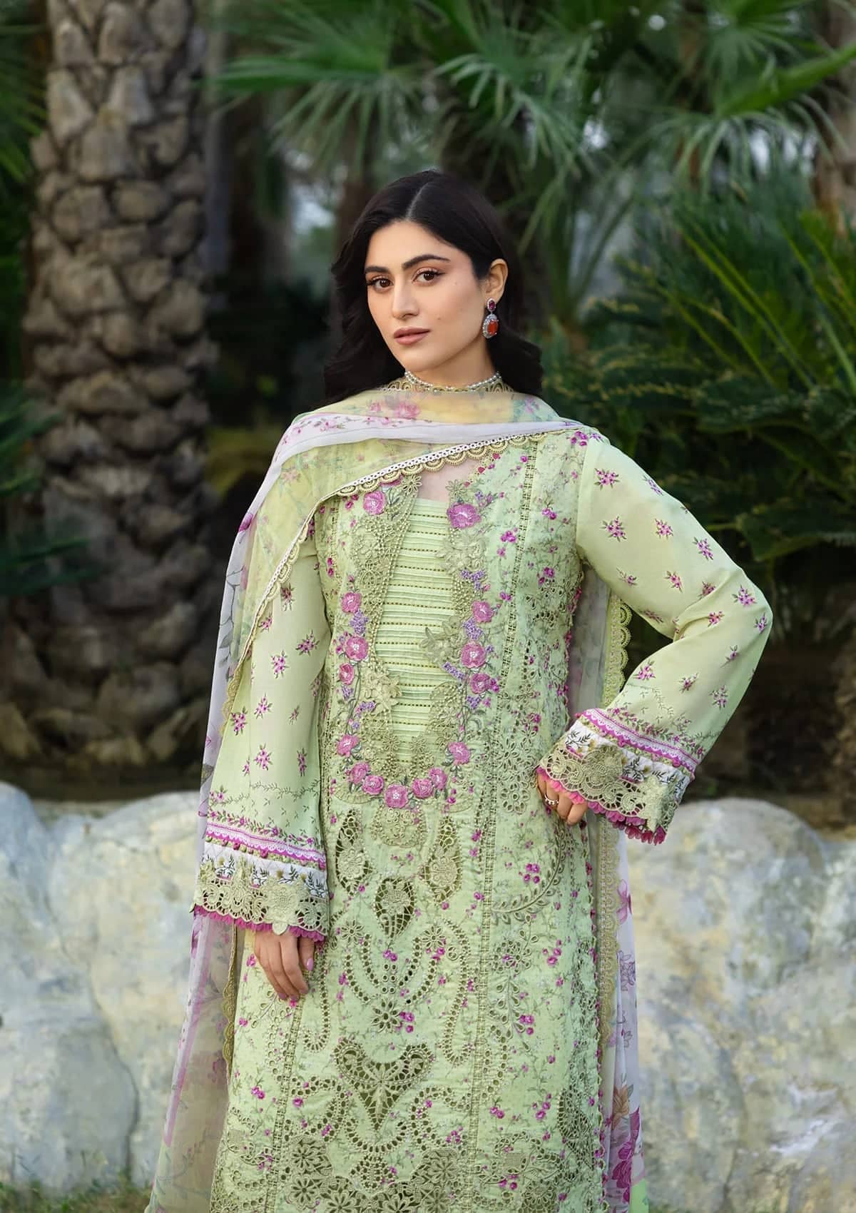 Elaf Chikankari 26/ERC-2A HINA/Chiffon Dupatta