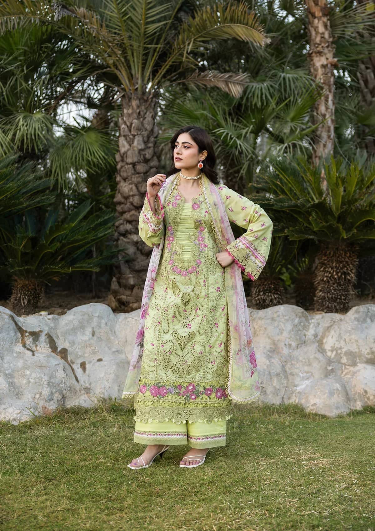Elaf Chikankari 26/ERC-2A HINA/Chiffon Dupatta