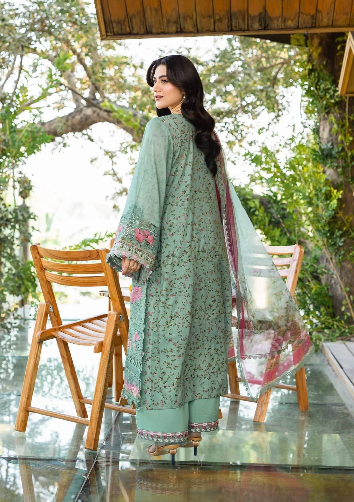 Elaf Chikankari 26/ERC-4B NAYAB/Chiffon Dupatta