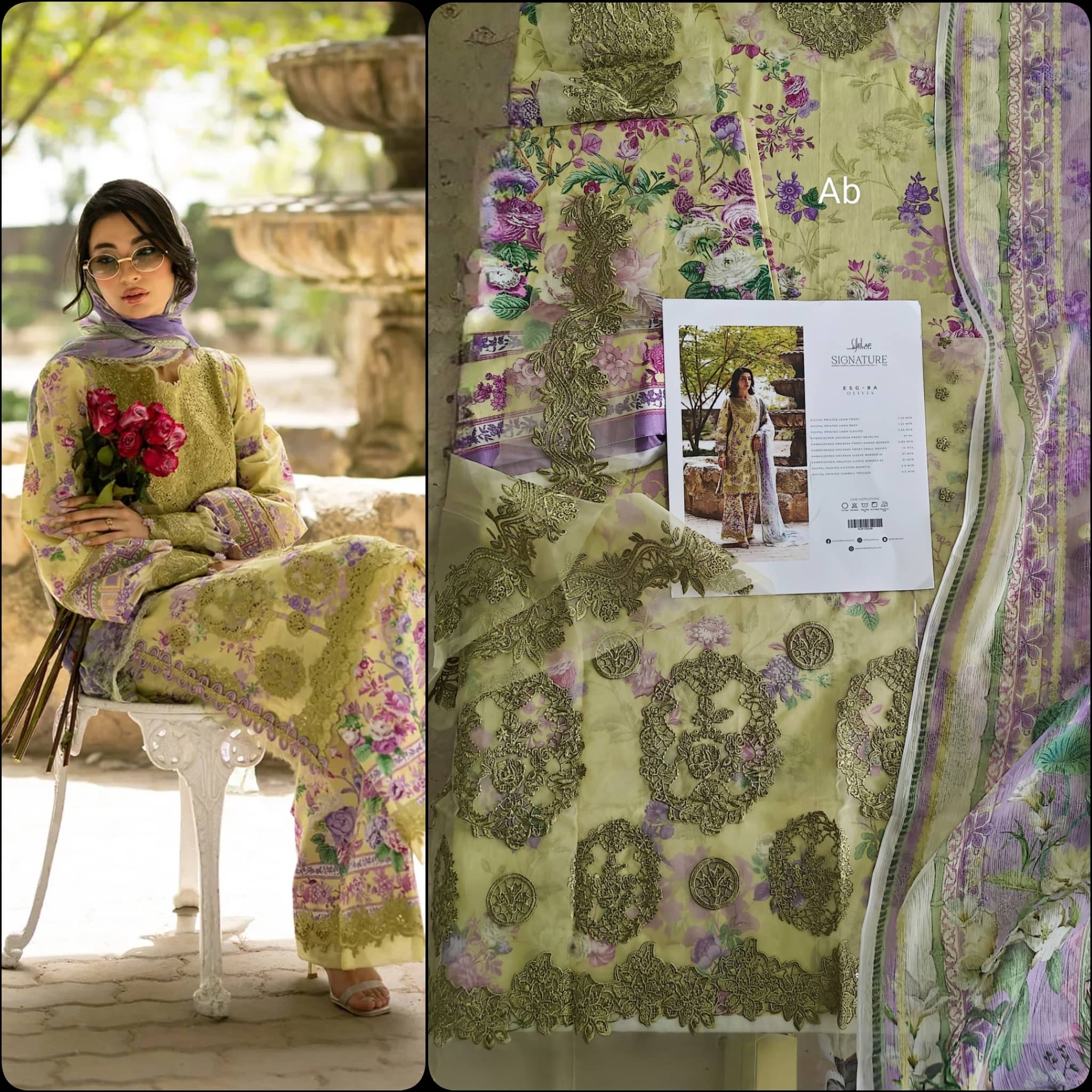 Hot🔥Seller/Open Pic/Elaf Signature Lawn/Vol 2/8A/Olivia
