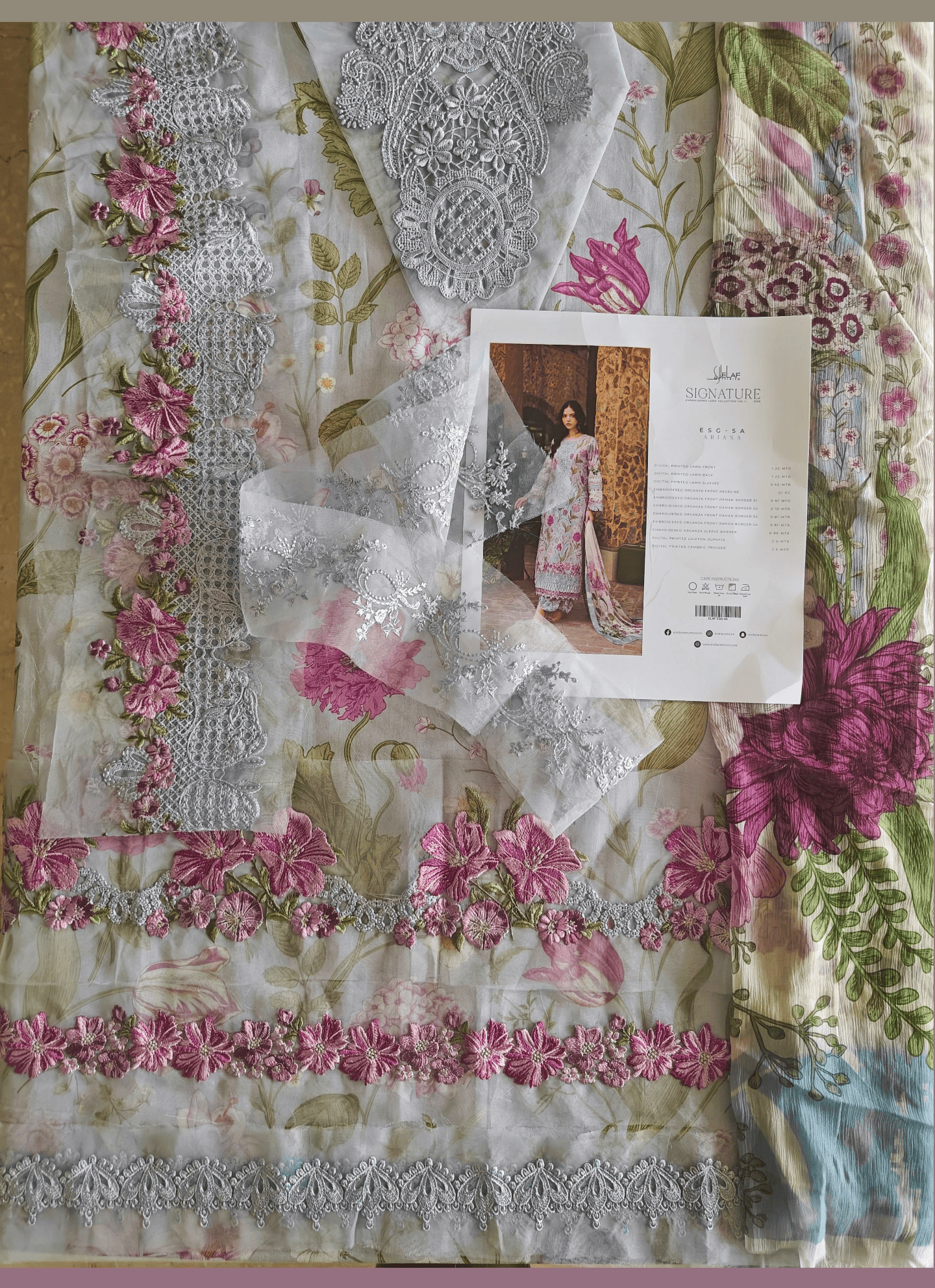 Hot🔥Seller/Open Pic/Hot🔥Seller/Elaf Signature Lawn/Vol 2/5A-Ariana