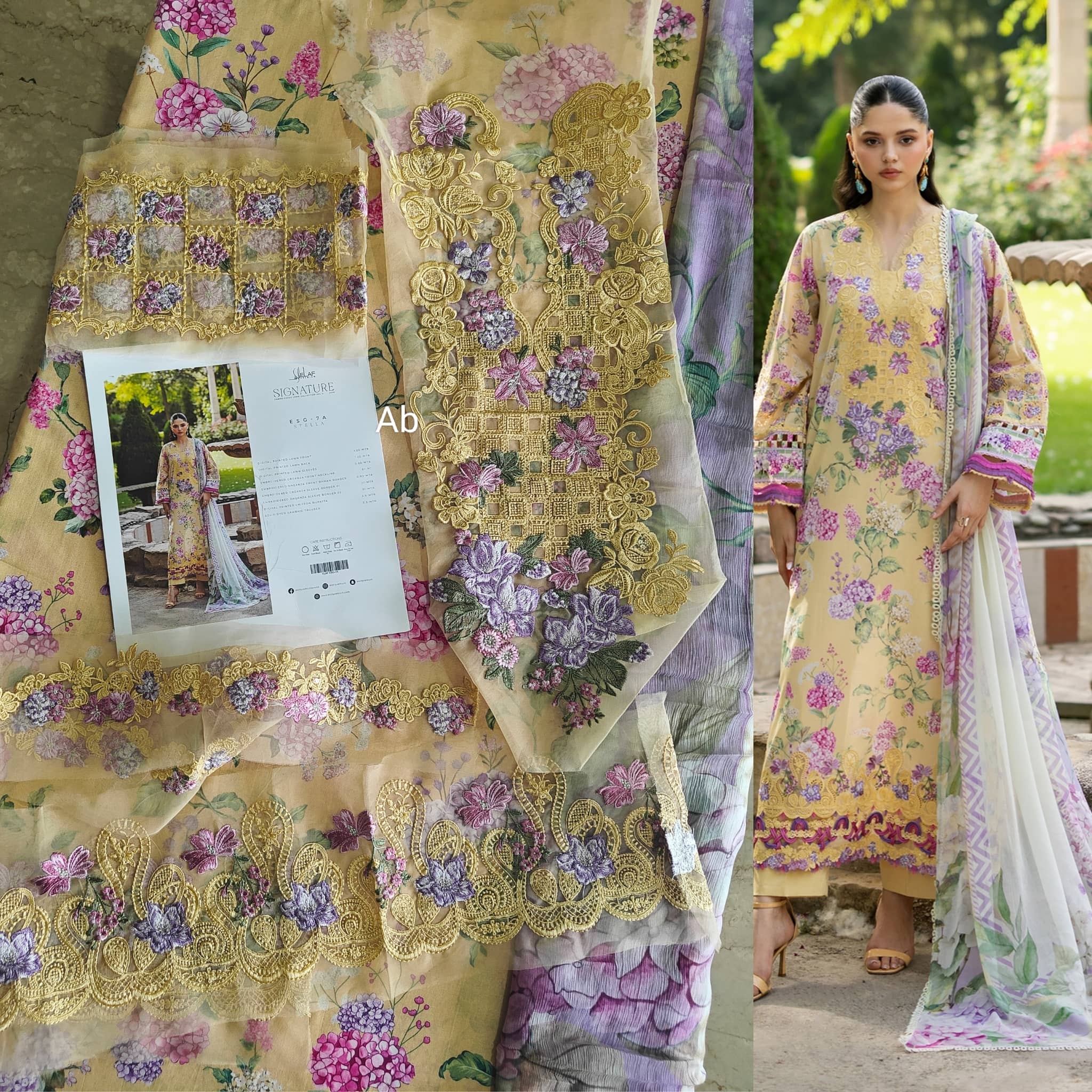 Hot🔥Seller/Open Pic/Hot🔥Seller/Elaf Signature Lawn/Vol 2/ESG-7A STELLA