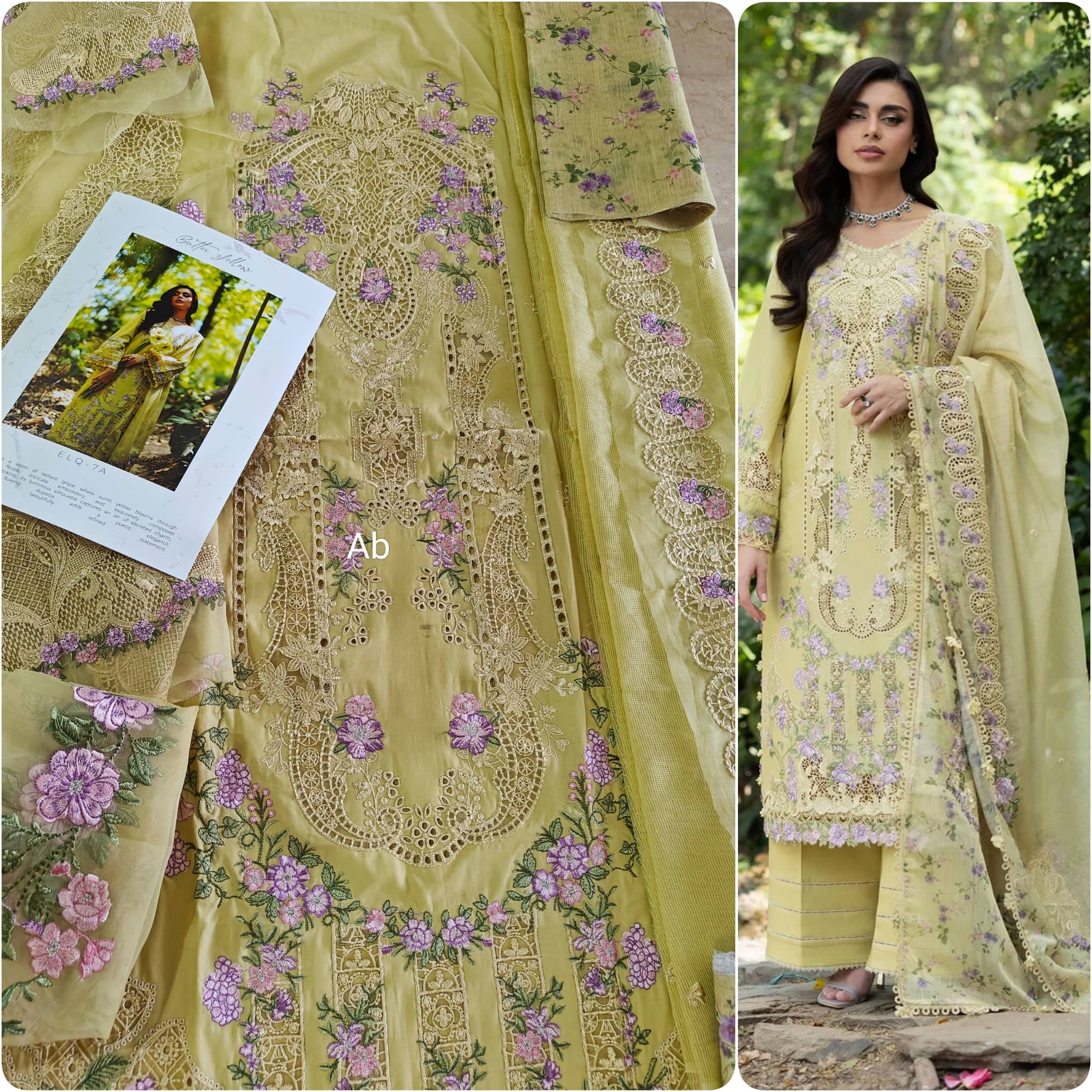 Open Pic/Elaf Premium Lawn 26/Vol 2/ELQ-7A BUTTER YELLOW