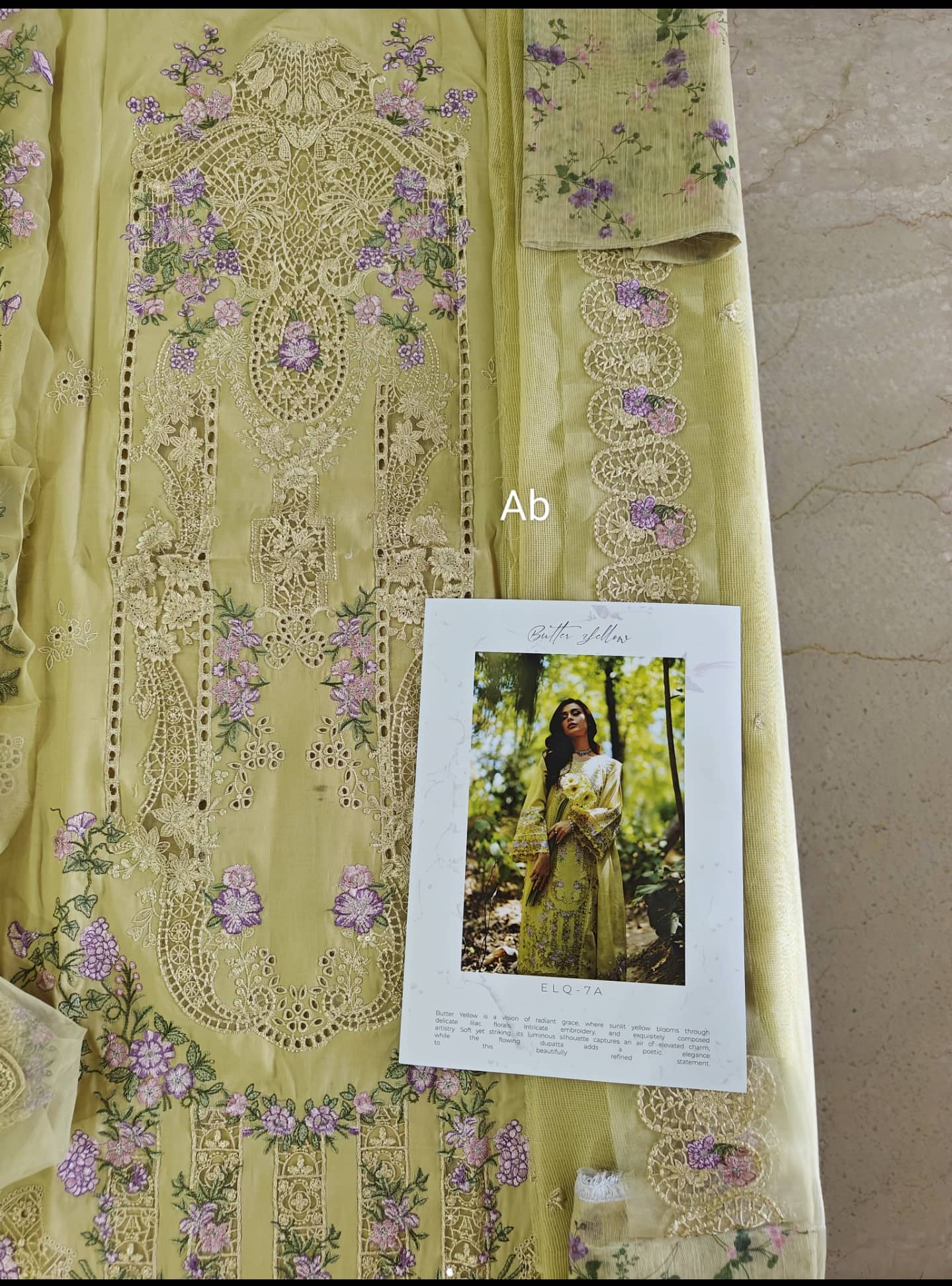 Open Pic/Elaf Premium Lawn 26/Vol 2/ELQ-7A BUTTER YELLOW