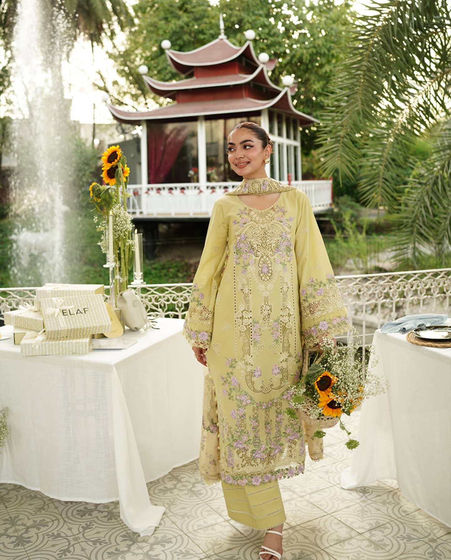Spotted in Elaf Premium Lawn 26/Vol 2/ELQ-7A BUTTER YELLOW
