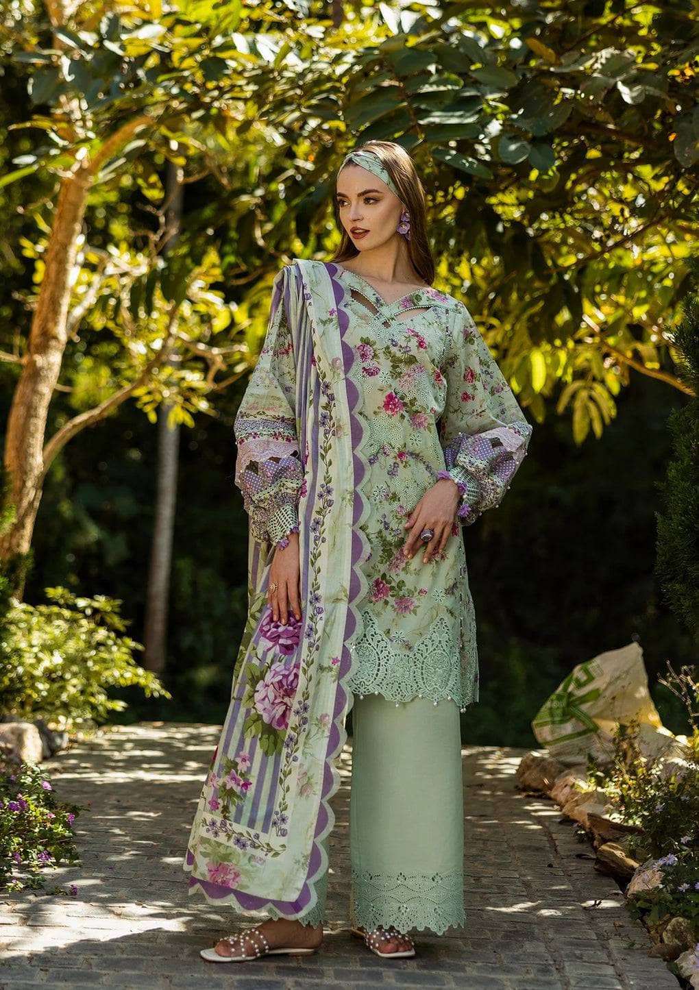 Restocked/Elaf Chikankari/ELK-03A FLOREALE/Mint Green