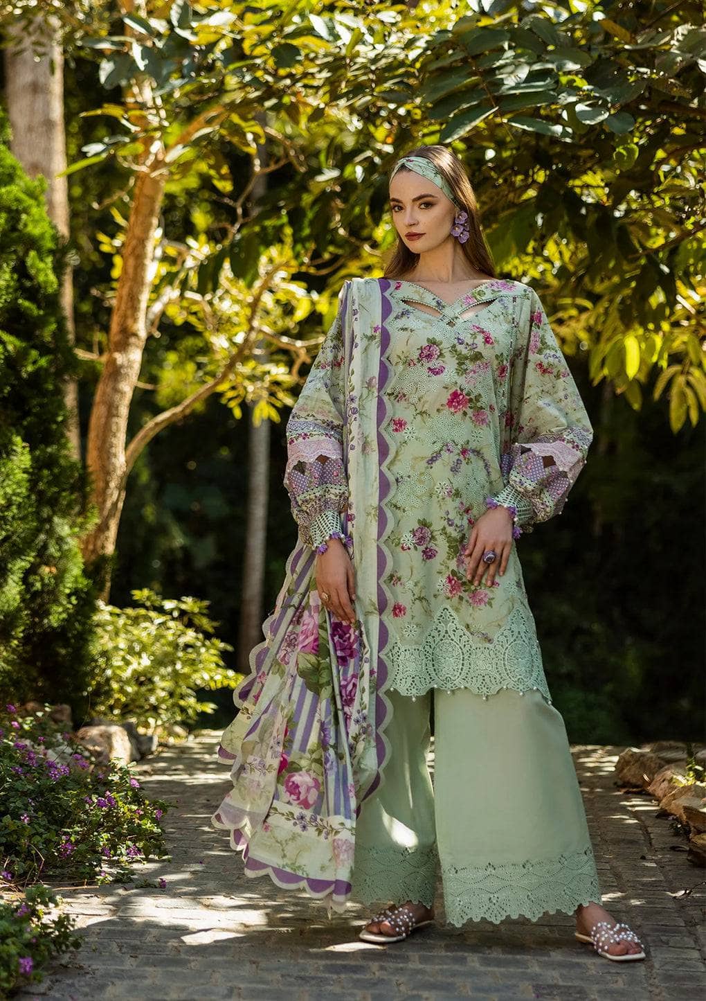 Restocked/Elaf Chikankari/ELK-03A FLOREALE/Mint Green