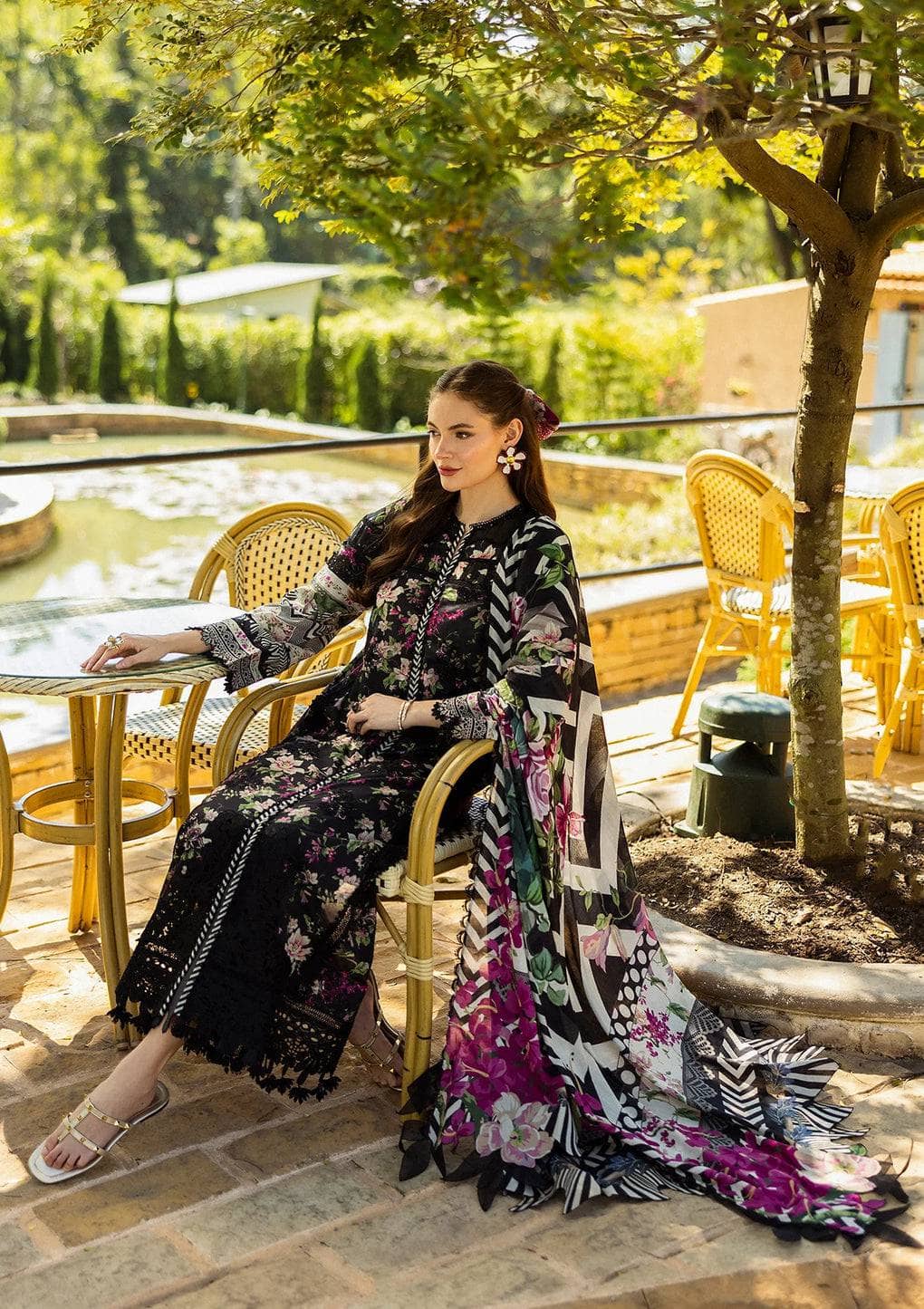 Restocked/Elaf Chikankari/ELK-05A BELLEZA/Black