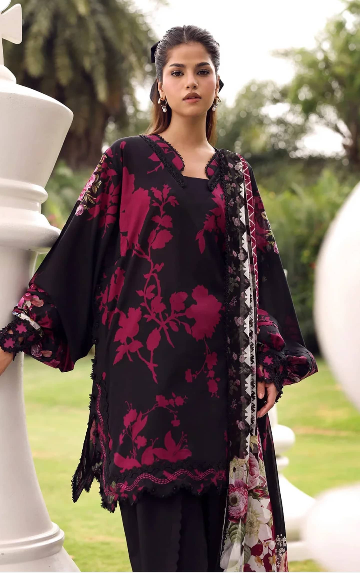 Elaf Belladore Prints Voil Dupatta/EPA-4A SCARLET