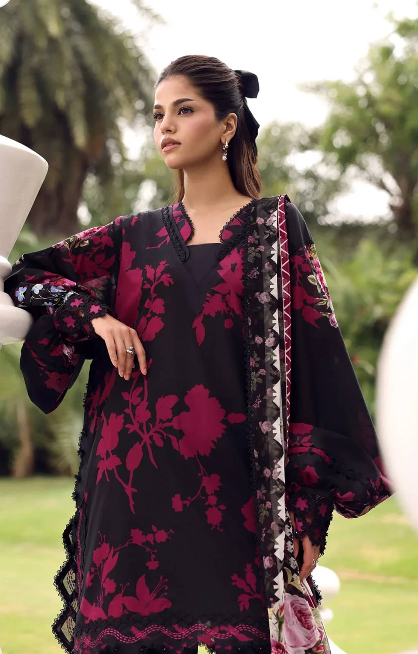 Elaf Belladore Prints Voil Dupatta/EPA-4A SCARLET