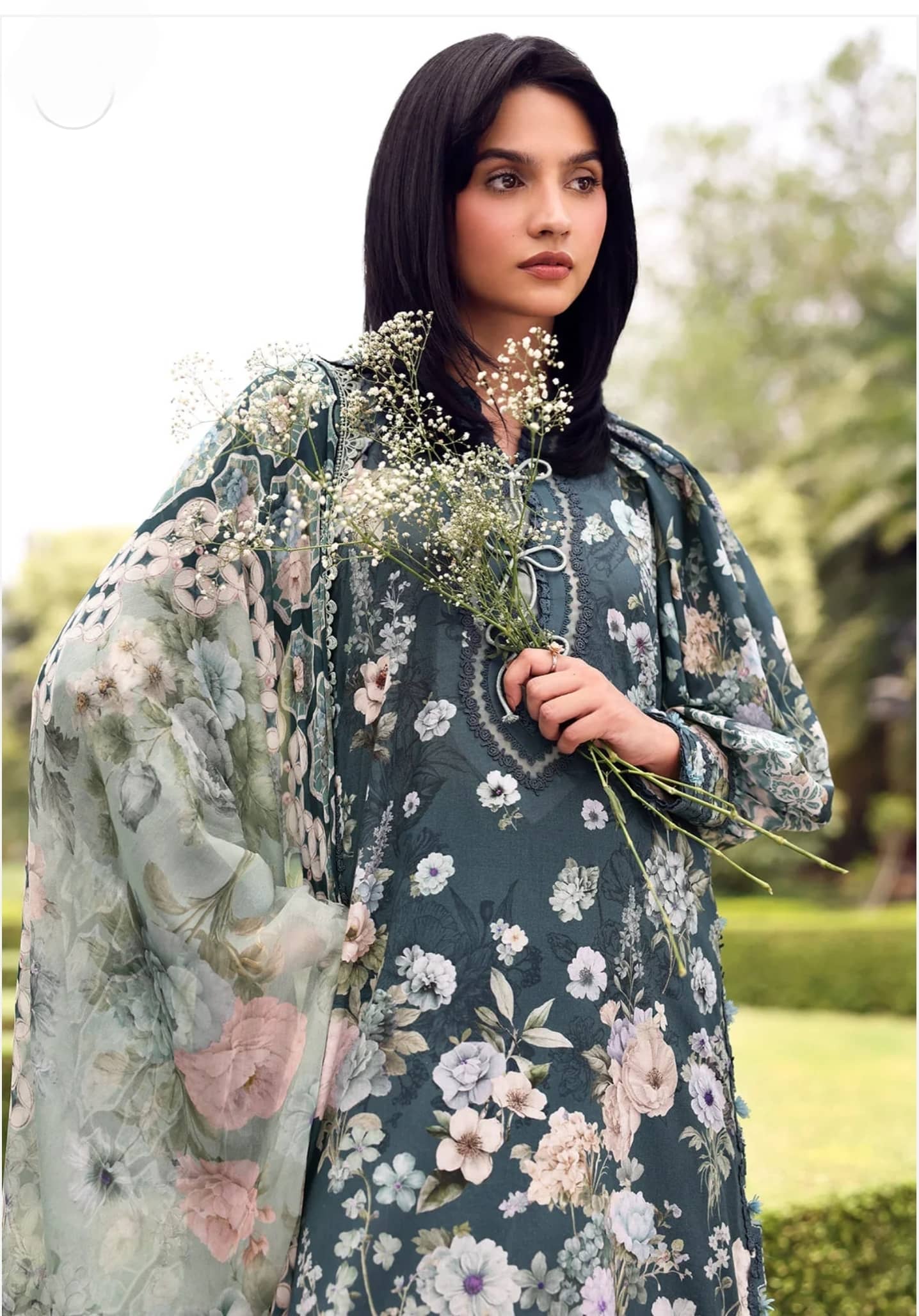 Elaf Belladore Prints Voil Dupatta/EPA-6B HEATHER