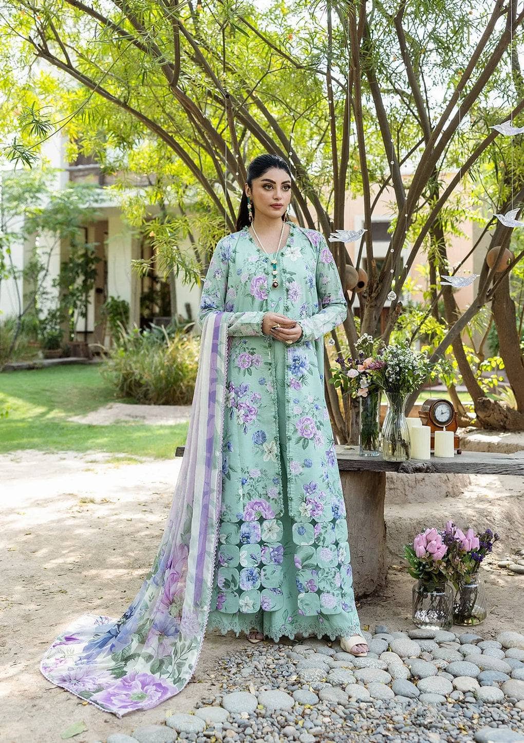 Elaf Prints Chiffon Dupatta Collection/ECD-1A GARDENELLE