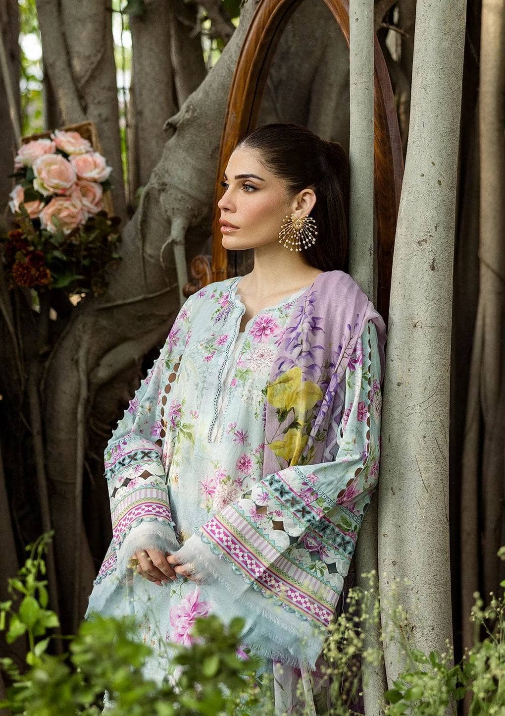 Elaf Prints Chiffon Dupatta Collection/ECD-3B FLORAL CHARM