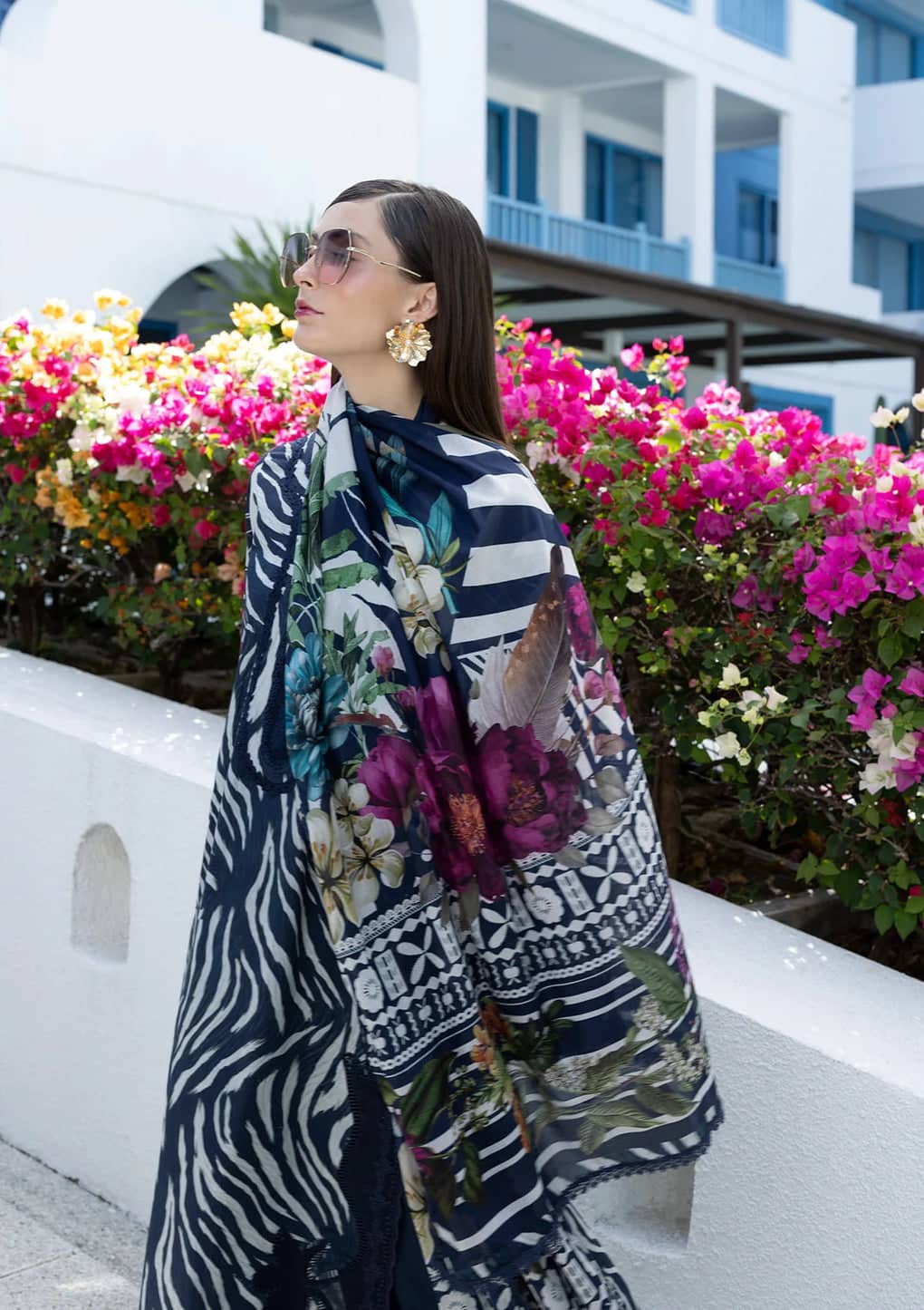 Restocked/Elaf Santorini Prints Voil Dupatta/EPN-3A STARRY NIGHT